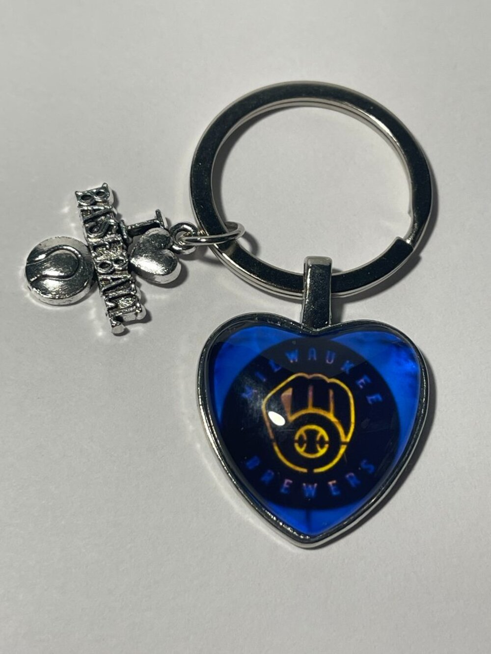 Milwaukee Brewers I Love Baseball Keychain